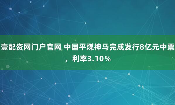 壹配资网门户官网 中国平煤神马完成发行8亿元中票，利率3.10％